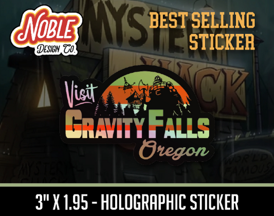 Visit Gravity Falls - Holographic - Cartoon - Mystery Shack - Sticker